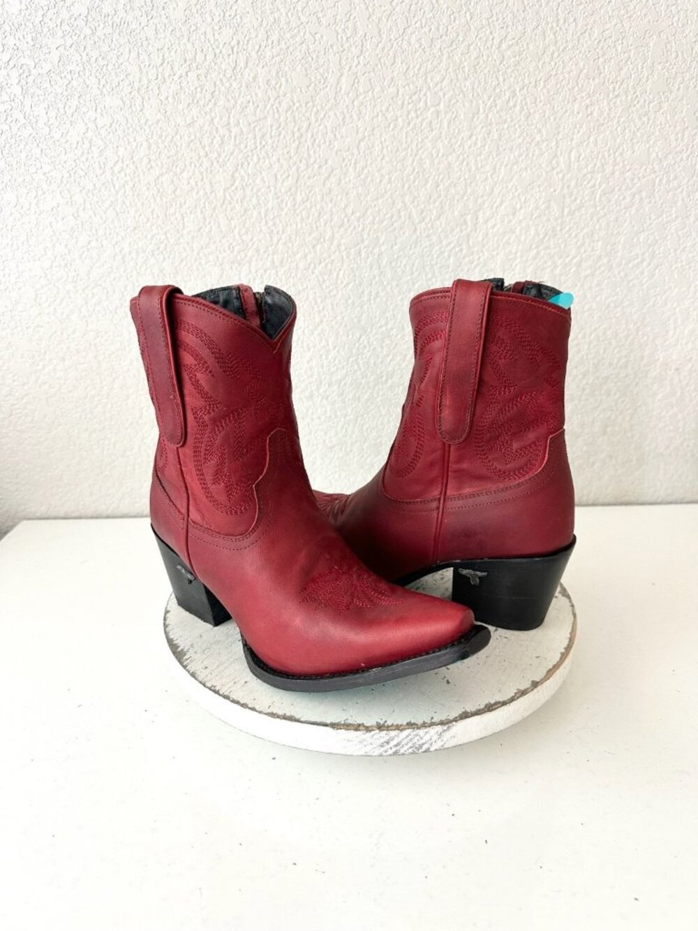 Lane Boots SMOKESHOW Red Cowboy Bootie Western Cowgirl Mid Calf Snip Toe 9.5